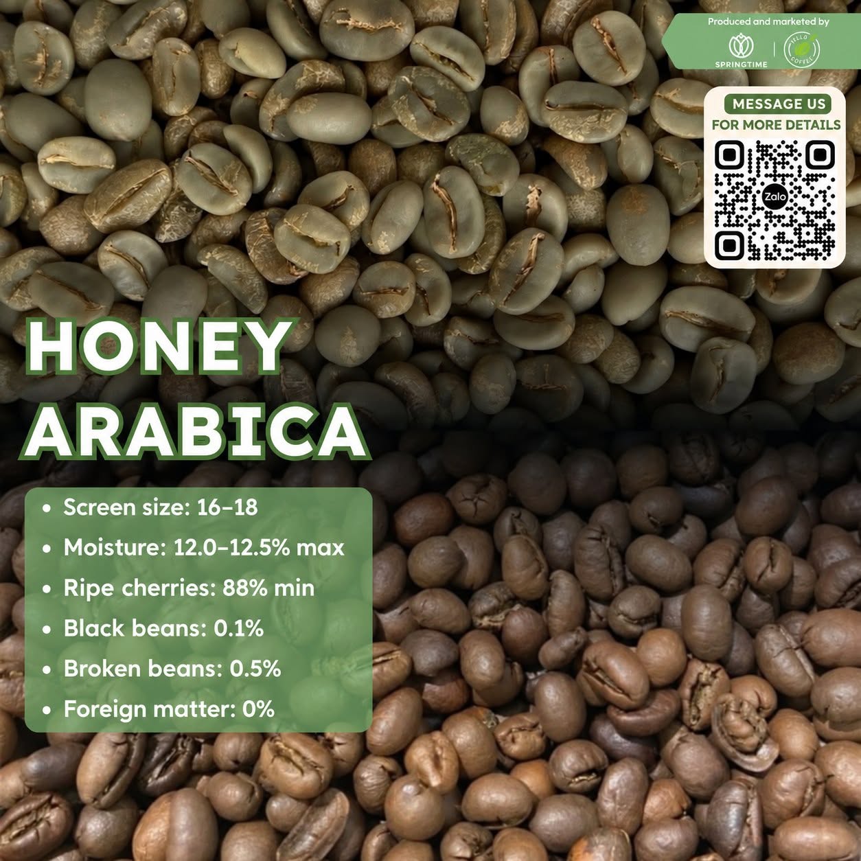 Cà phê nhân xanh Honey Arabica