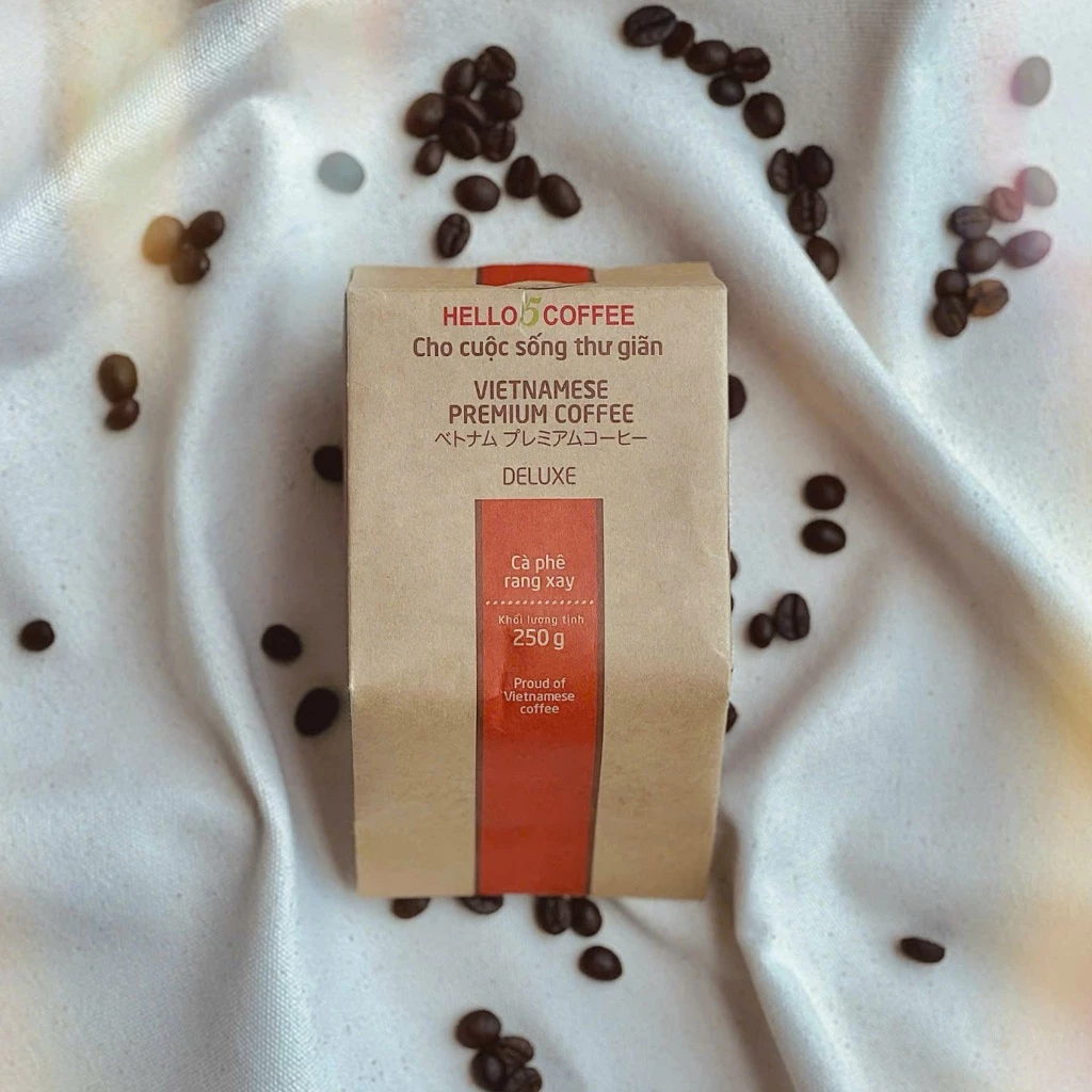 Cà phê rang xay nguyên chất Hello 5 Coffee DELUXE (túi giấy 250gr) - Hình ảnh 4