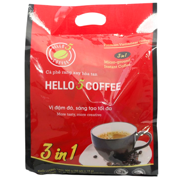Cafe sữa hòa tan 3 in1 Hello 5 Coffee (Túi 50 gói x 18g) - Hình ảnh 2