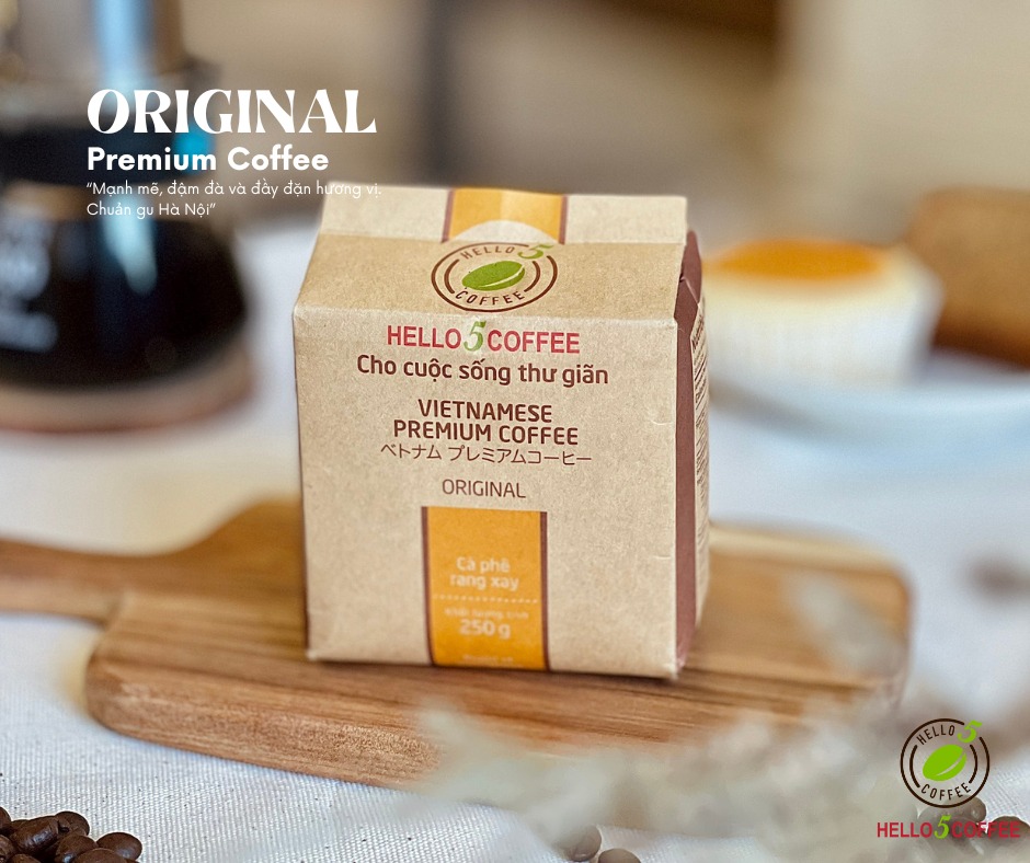 Cà phê rang xay nguyên chất Hello 5 Coffee ORIGINAL (túi giấy 250gr) - Hình ảnh 3