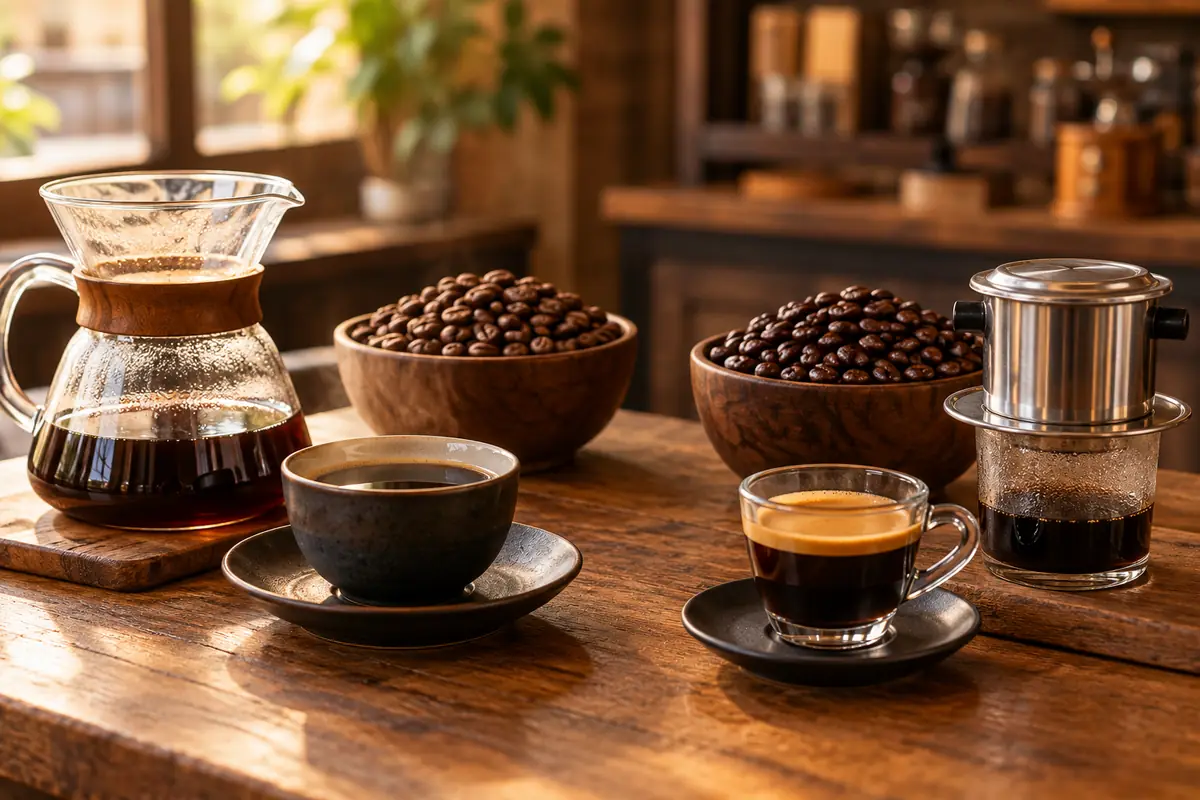 Hương vị cà phê Arabica và Robusta qua pour over, espresso và phin